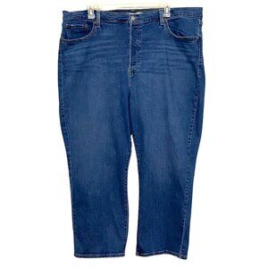 Levi's Ribcage Straight Ankle Womens Jeans 24W High Rise Plus Size Blue Denim